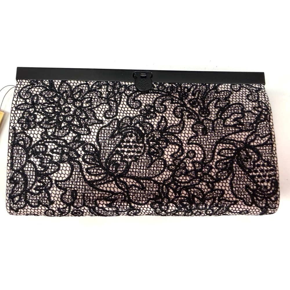 NWT PATRICIA NASH CAUCHY LEATHER FRAME CLUTCH WALLET‎ BLACK CHANTILLY LACE $129